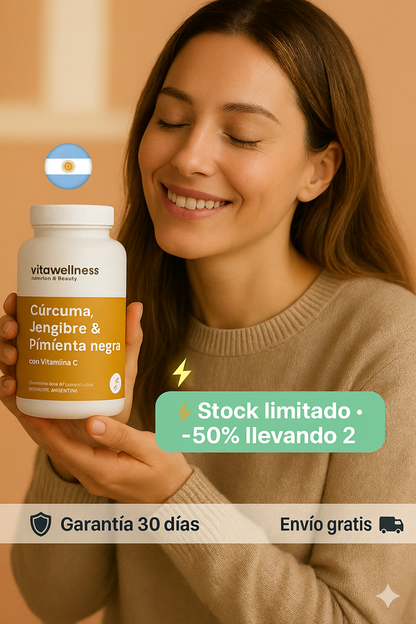 Cápsula De Jengibre, Curcuma, Pimienta y VitC
