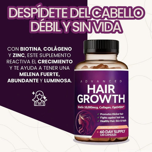 Vitaminas hair growth para el crecimiento del cabello y la prevención de la caída