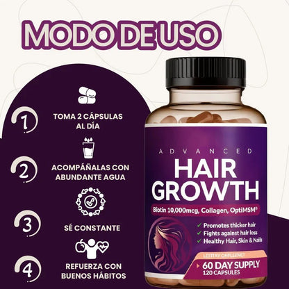 Vitaminas hair growth para el crecimiento del cabello y la prevención de la caída
